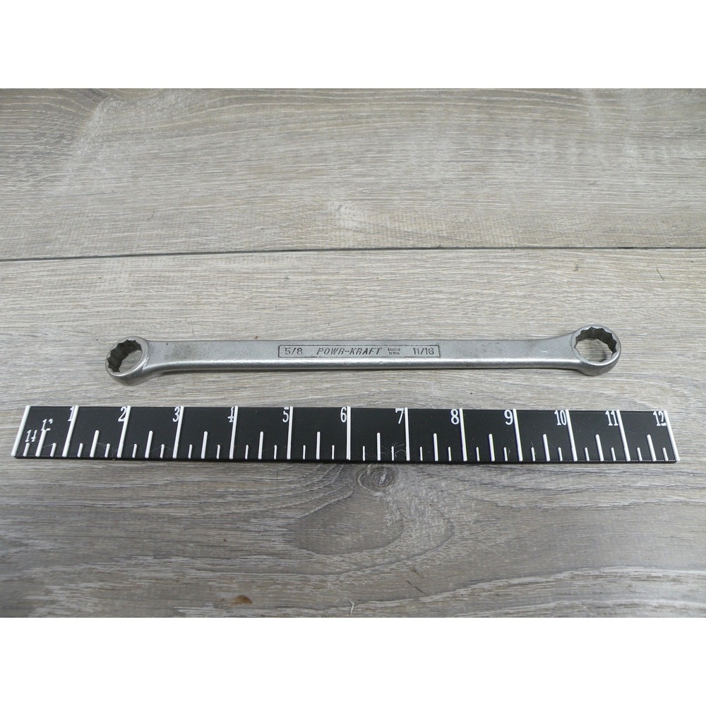 Vintage Powr-Kraft 5/8" x 11/16" Double Box End Wrench‎ Forged in USA